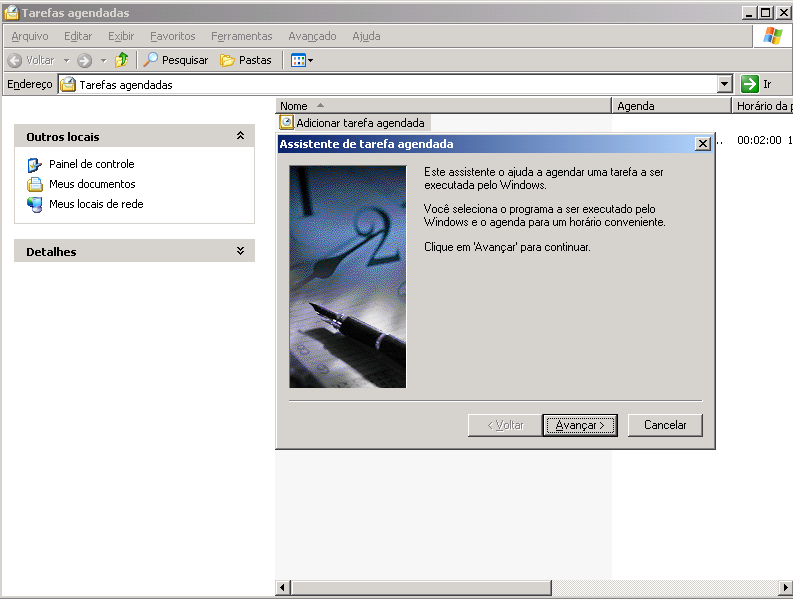 Iniciando o Assistente de Tarefas Agendadas